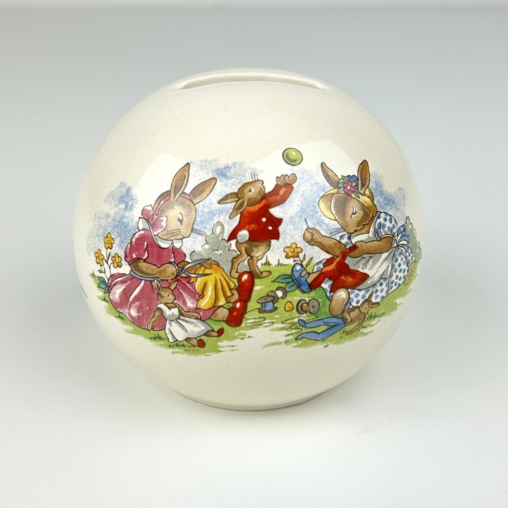 Royal Doulton Bunnykins‎ Coin Bank 3" Vintage Piggy Bank England No Stopper